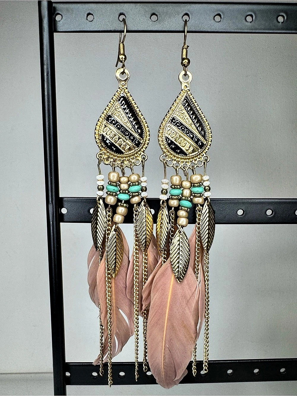 Boho Feather Dangle Earrings Fringe Tassel Ethnic